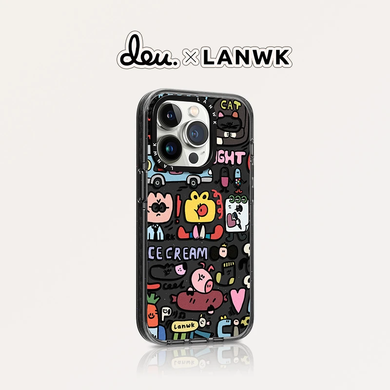 LANWK适用于iPhone15promax手机壳苹果14pro13高级感ins逗鸭美食