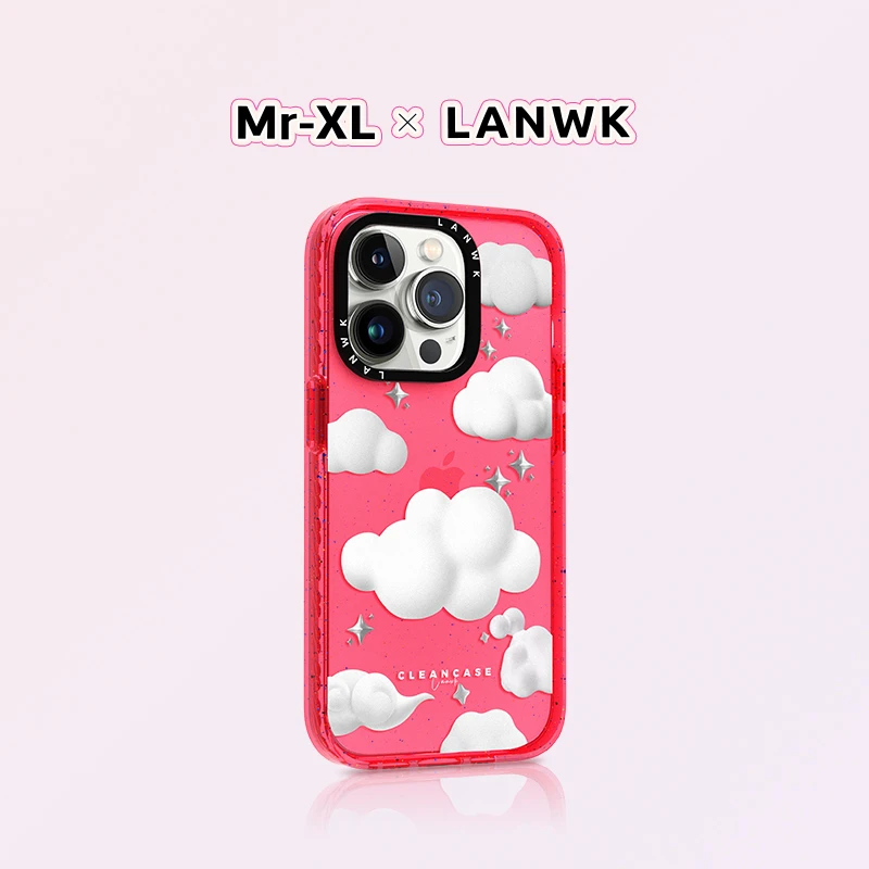 LANWK适用于iPhone15promax手机壳苹果14pro防摔13保护套小云朵