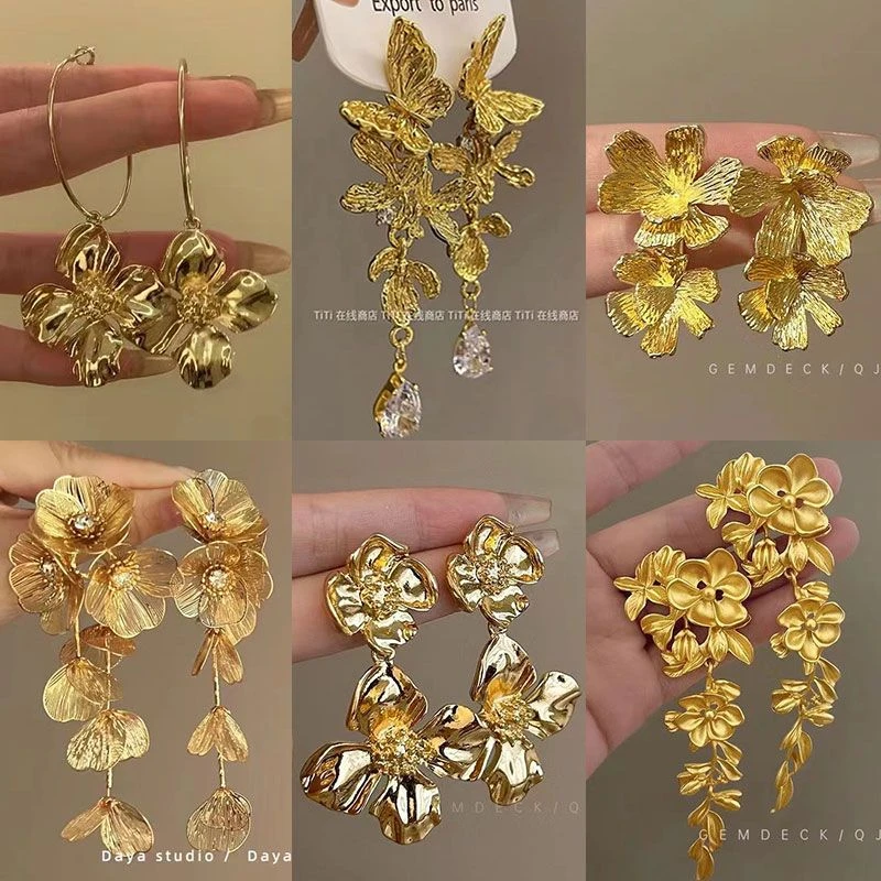 贵感千金~大圆环花朵耳环轻奢小众高级感耳钉女夸张宴会气质耳饰