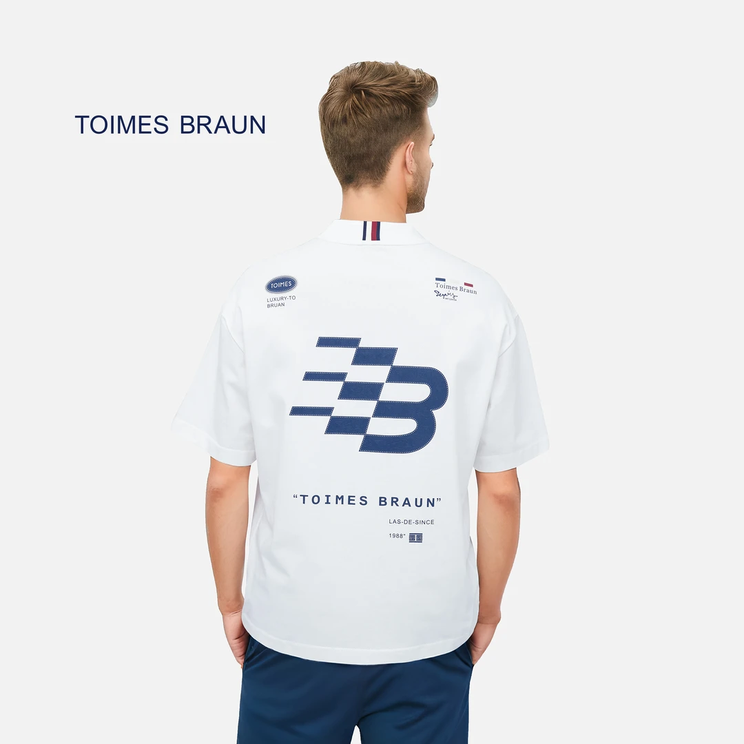 TOIMESBRAUN2024夏季潮牌圆领舒适百搭休闲T恤潮牌高级短袖男装