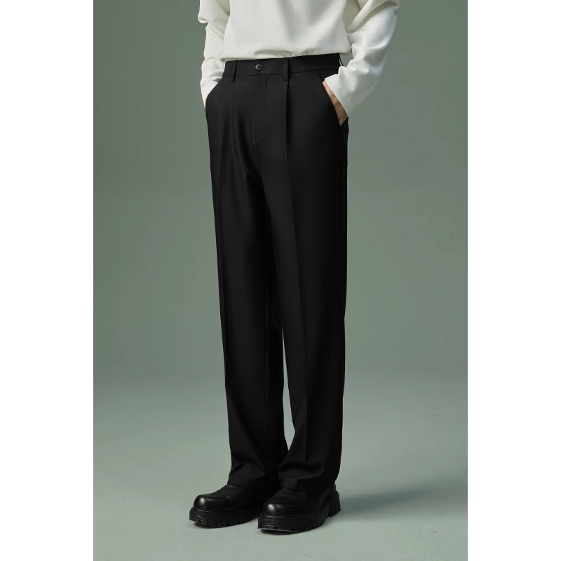 【中空双层】春季新款男士休闲裤薄款垂感纯色百搭时尚青年男裤