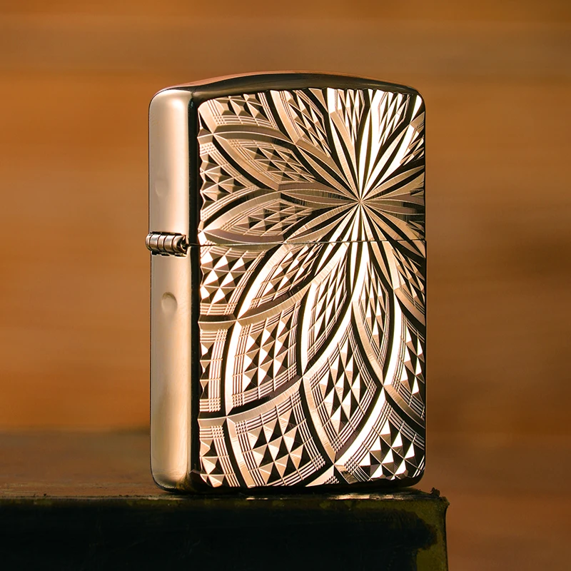 ZIPPO打火机【镀钛盛世繁花】 玫瑰金 太仓版双面原装个性金色正品