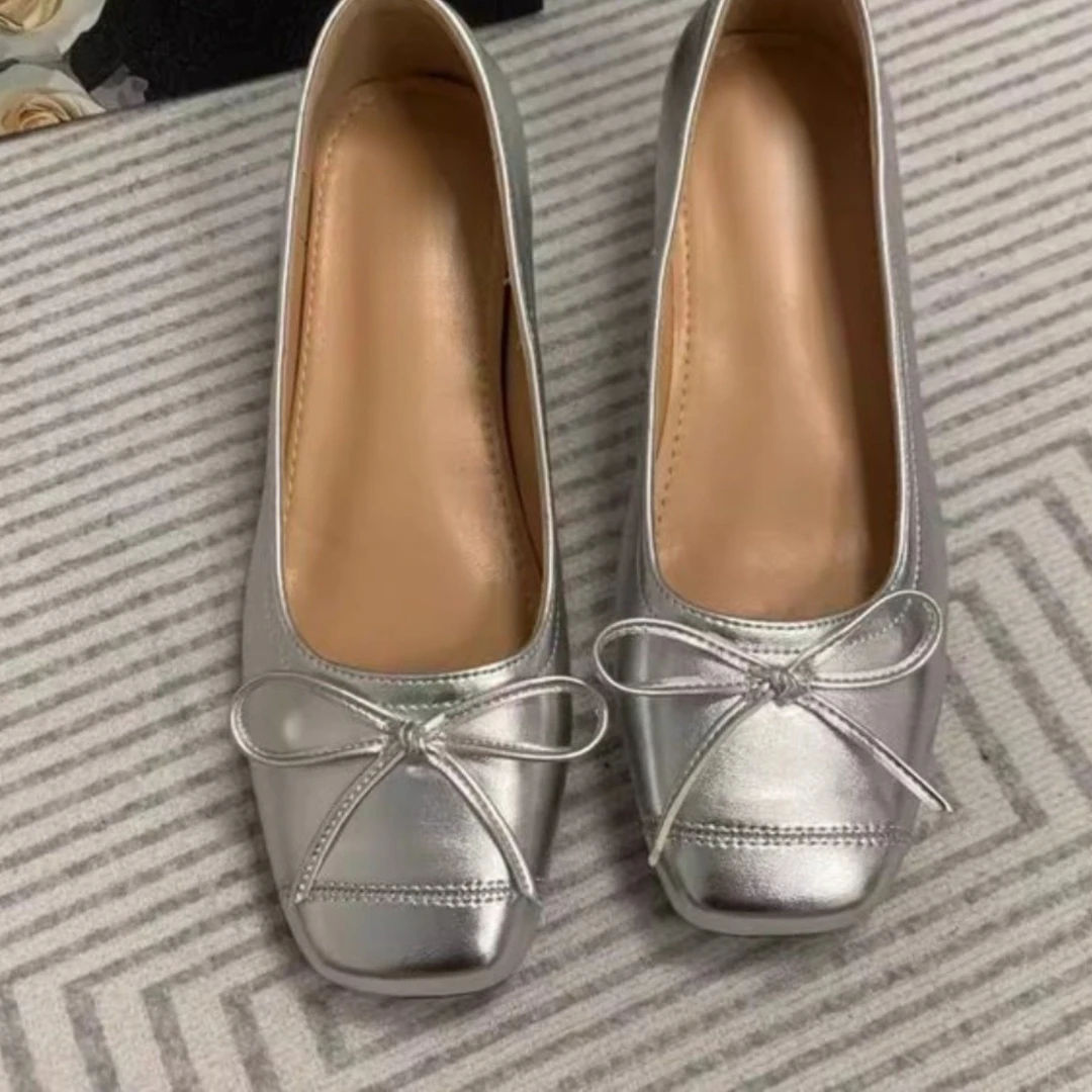 上新小个子内增高女鞋方头2024春蝴蝶结玛丽珍芭蕾鞋气质单鞋