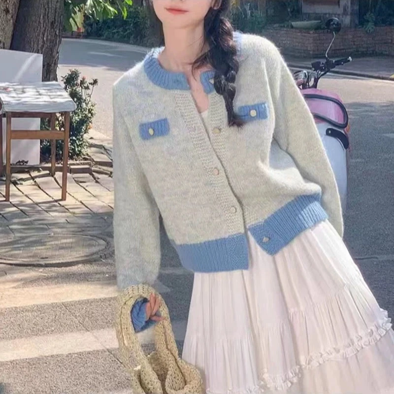 2024秋冬新款女装韩系短款小个子针织开衫外套女毛衣上衣A207