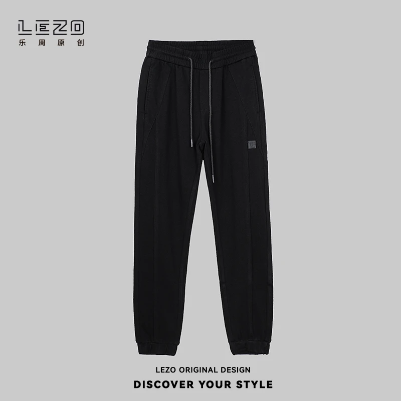 LEZO乐周原创 男士秋季针织九分束脚裤基础版924303132 黑色