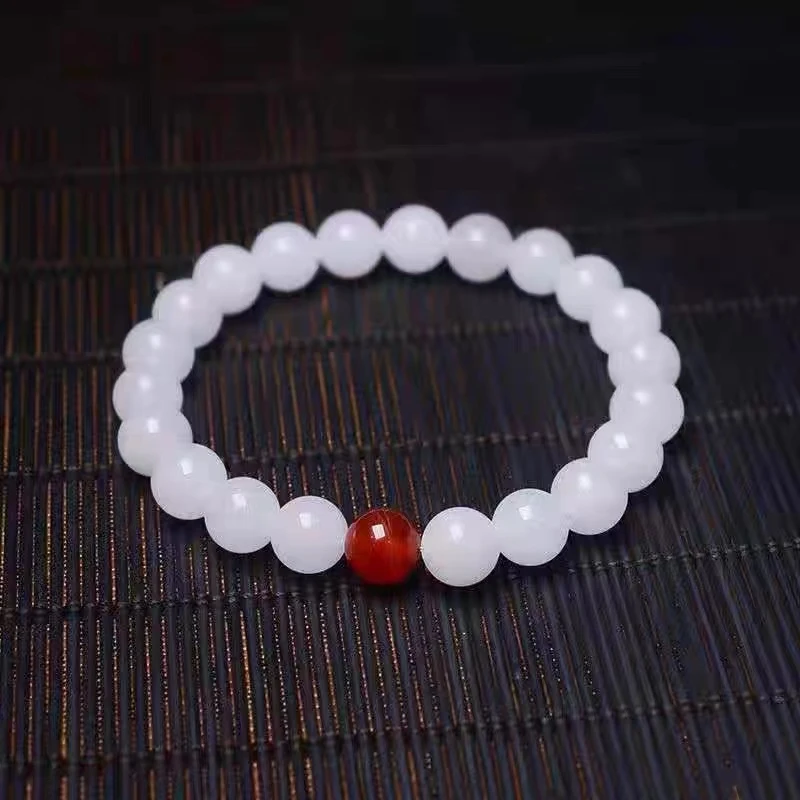 金丝玉手串手链手串女款鸿运当头手串气质白色百搭素圈单圈精美
