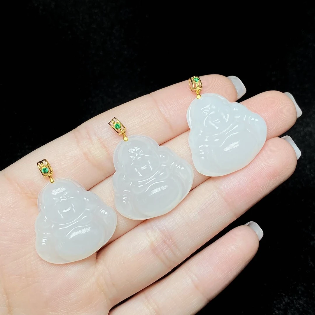 【小宝珠宝】18  S0552-18K金和田玉吊坠-多样性发一件-22×22×4.5mm