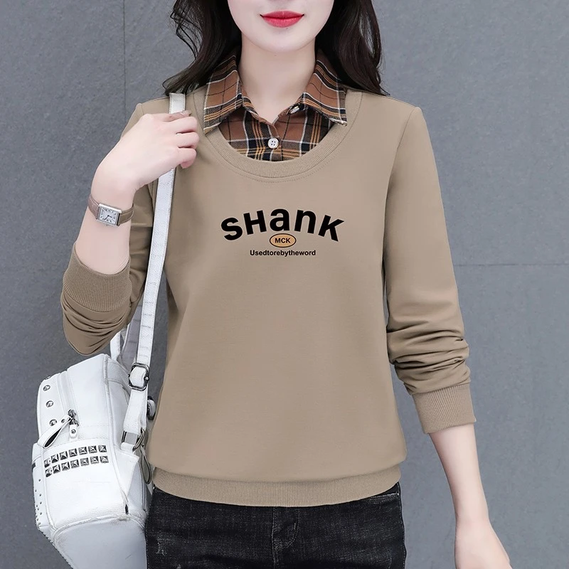 卫衣女款爆款2025新款正品春秋卫衣宽松假两件polo卫衣休闲卫衣女