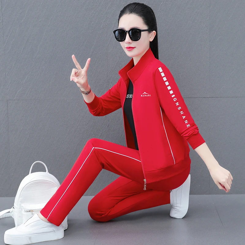 【正品】运动服套装秋冬新款休闲三件套高档长袖长裤运动服时尚套装