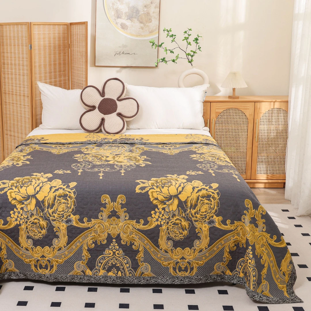 【大唐盛世黄】230*250 高定金子离虫草雪莲养生毯多功能床盖