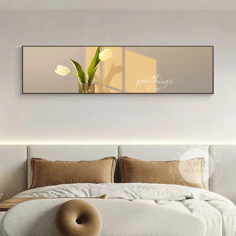 现代卧室床头晶瓷装饰画高档主卧壁画简约抽象艺术沙发背景墙画