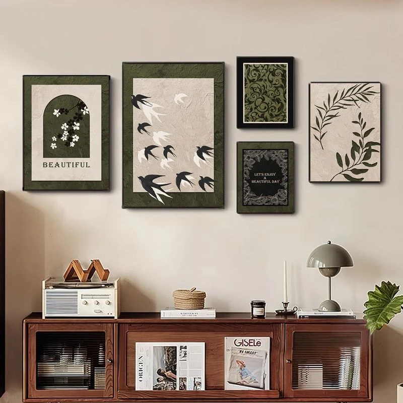 轻奢壁画美式小众艺术画抽象组合画沙发背景墙挂画法式中古装饰画