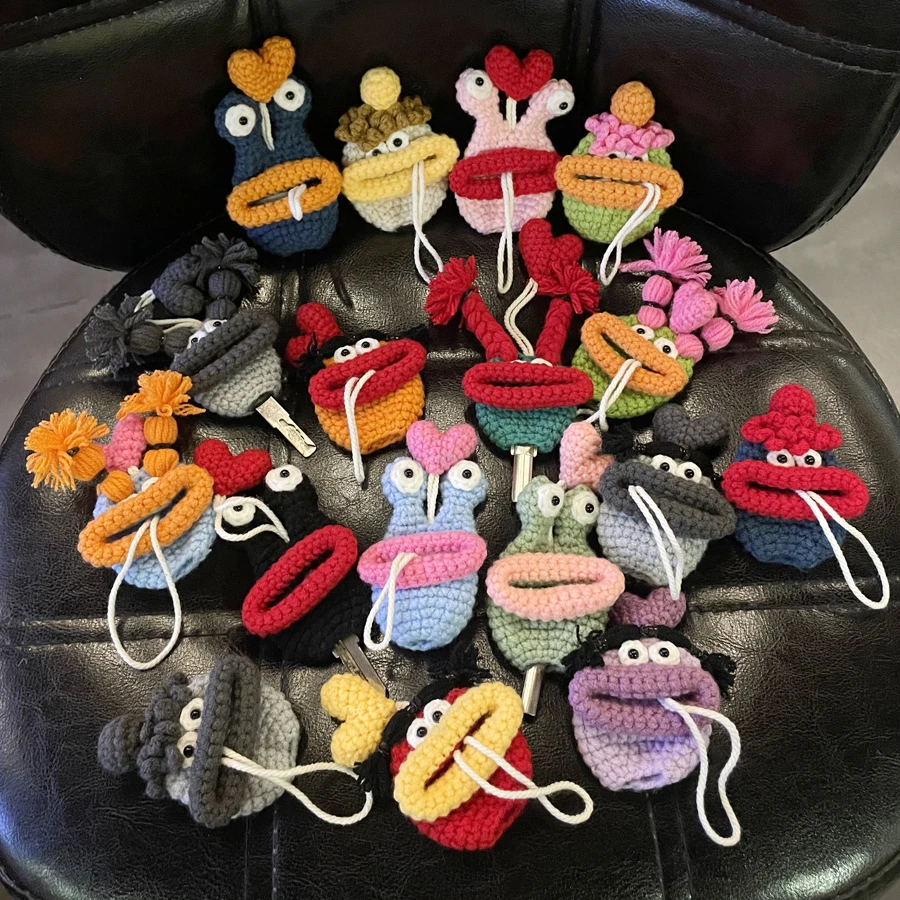 毛线香肠嘴电动车钥匙套摩托车钥匙挂件家用钥匙包电瓶车钥匙挂饰