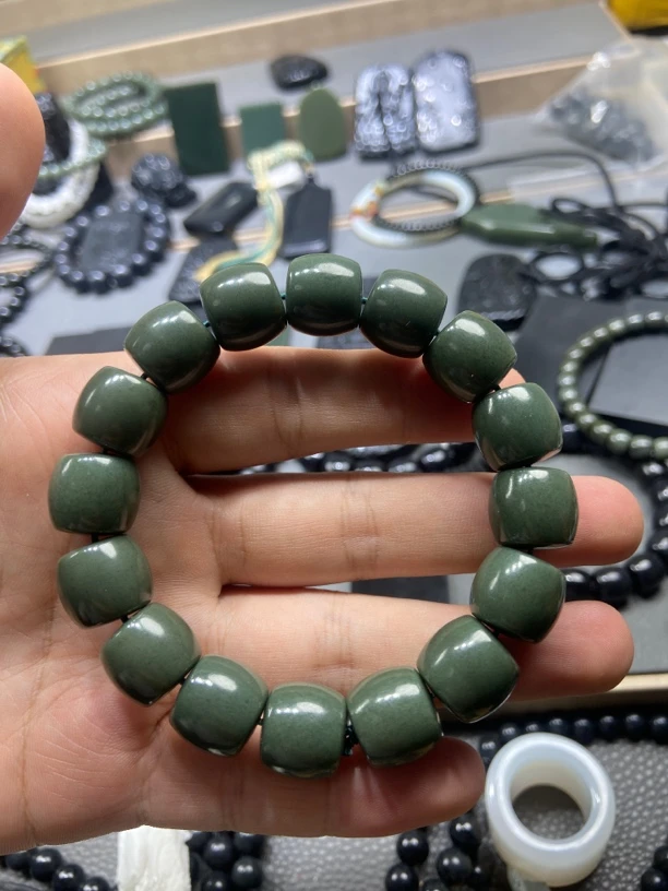 和田玉青玉手串卡14