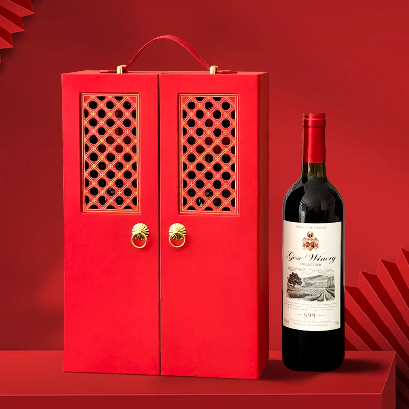 新款高端红酒包装礼盒空盒木质烤漆葡萄酒盒子国潮皮质可定制批发