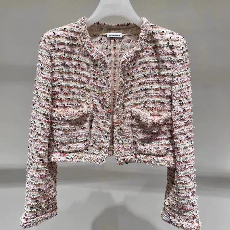 秋季新款洋气时尚百搭多口袋小香外套