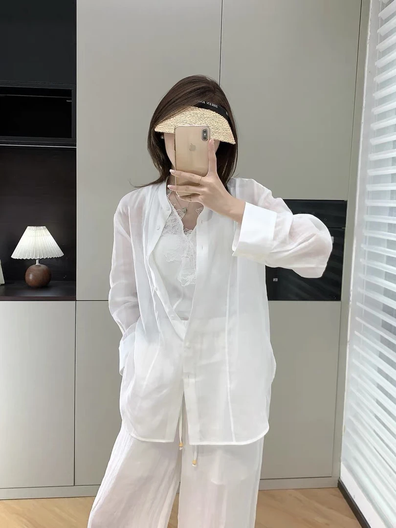 蕾丝背心+长袖衬衫两件套 套装