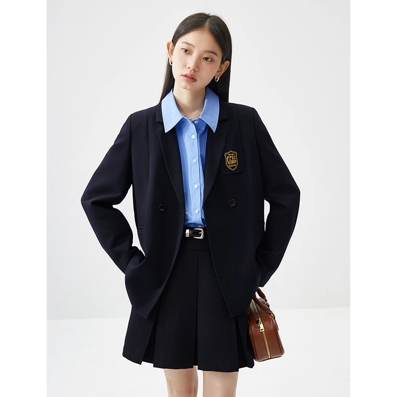 自巧自巧小个子女装通勤时尚休闲学院刺绣西装套装短裙 24ZQ91141