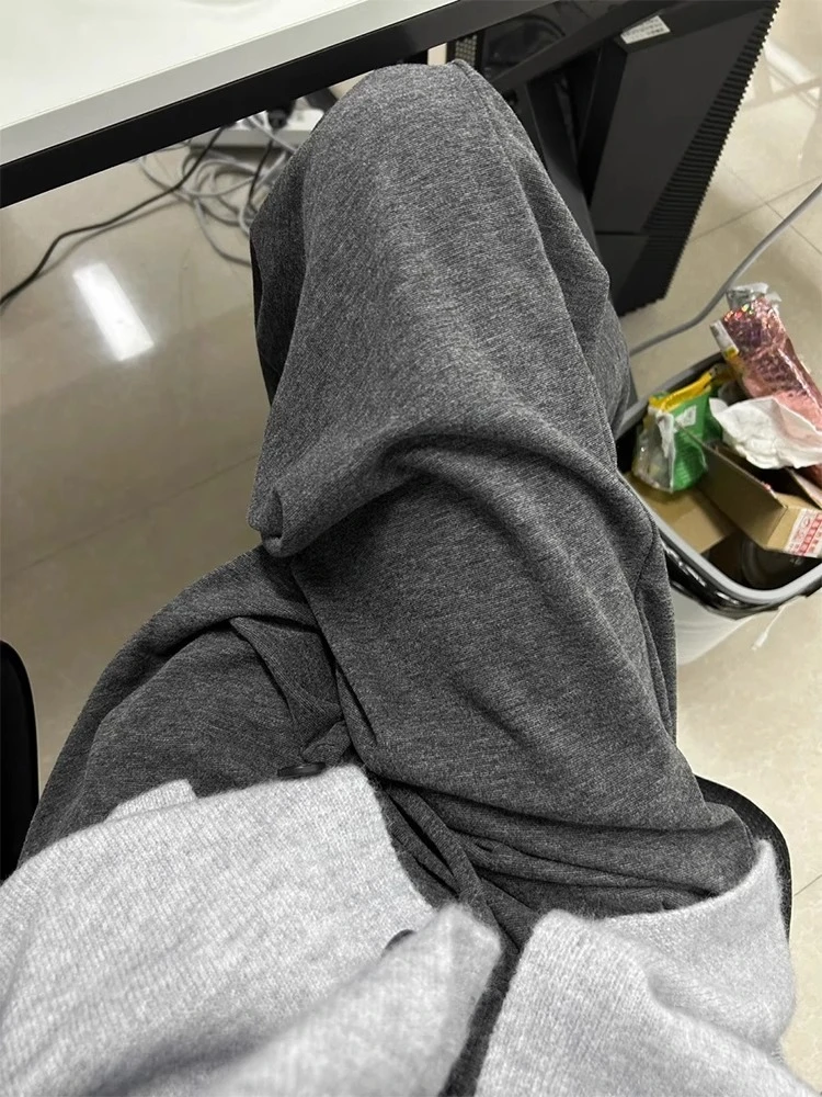 梨形身材春秋休闲裤女胖mm显瘦宽松软糯糯慵懒风直筒阔腿运动裤子