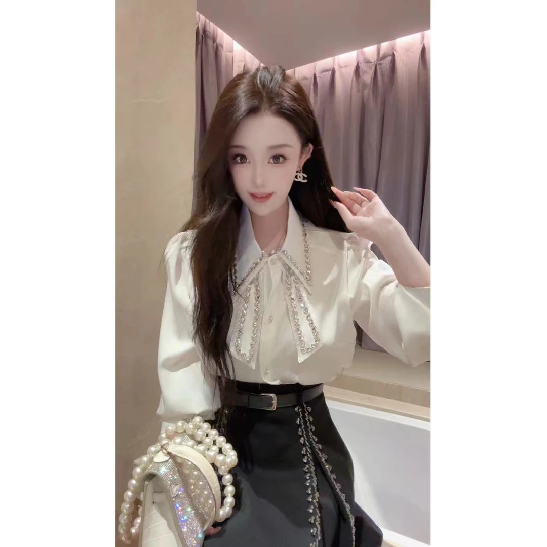 JY&JY橙子大大【赫拉小姐】重工钉珠轻奢衬衫上衣 15929