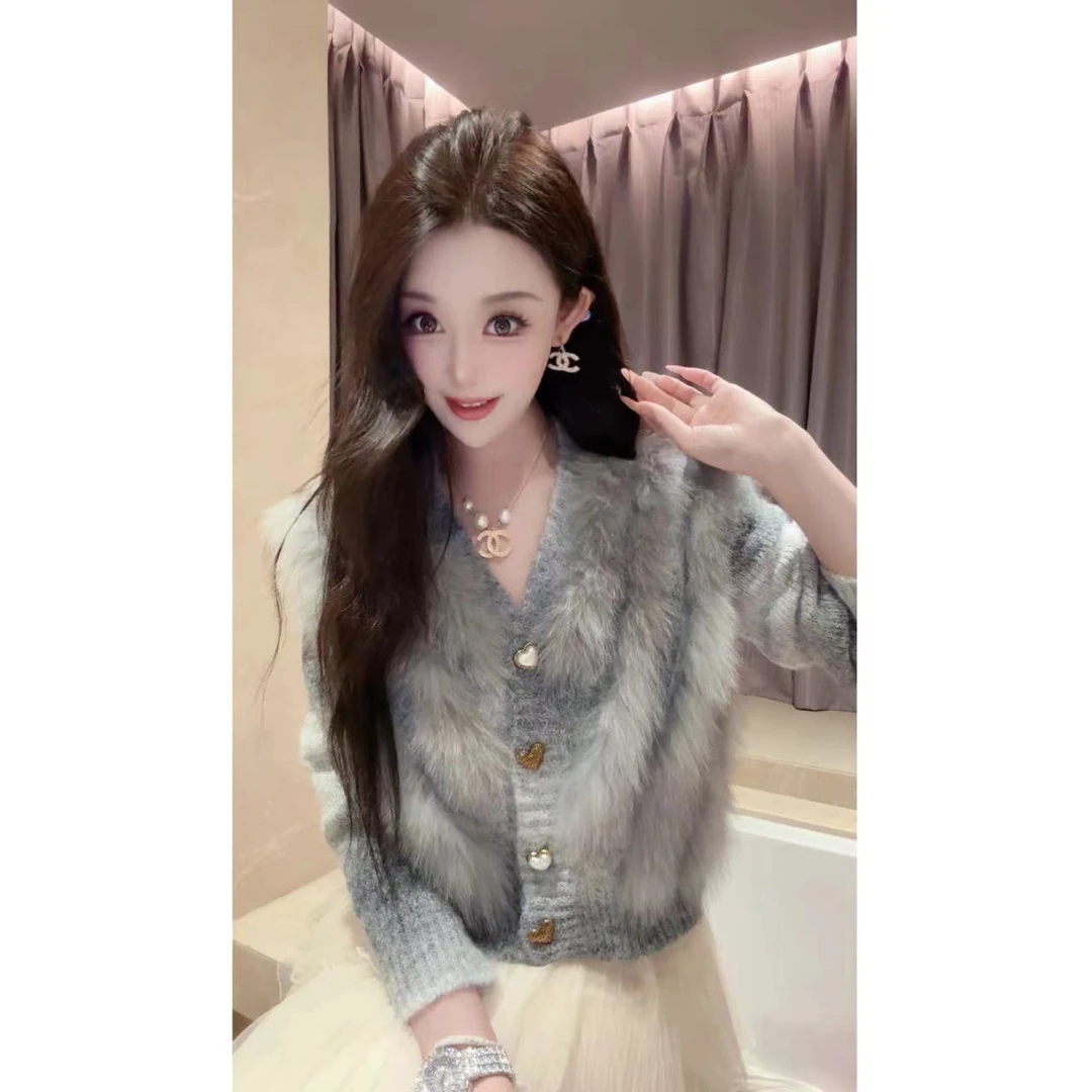 JY&JY橙子大大【桃粉夭夭】轻奢毛茸茸毛衣开衫上衣 15923