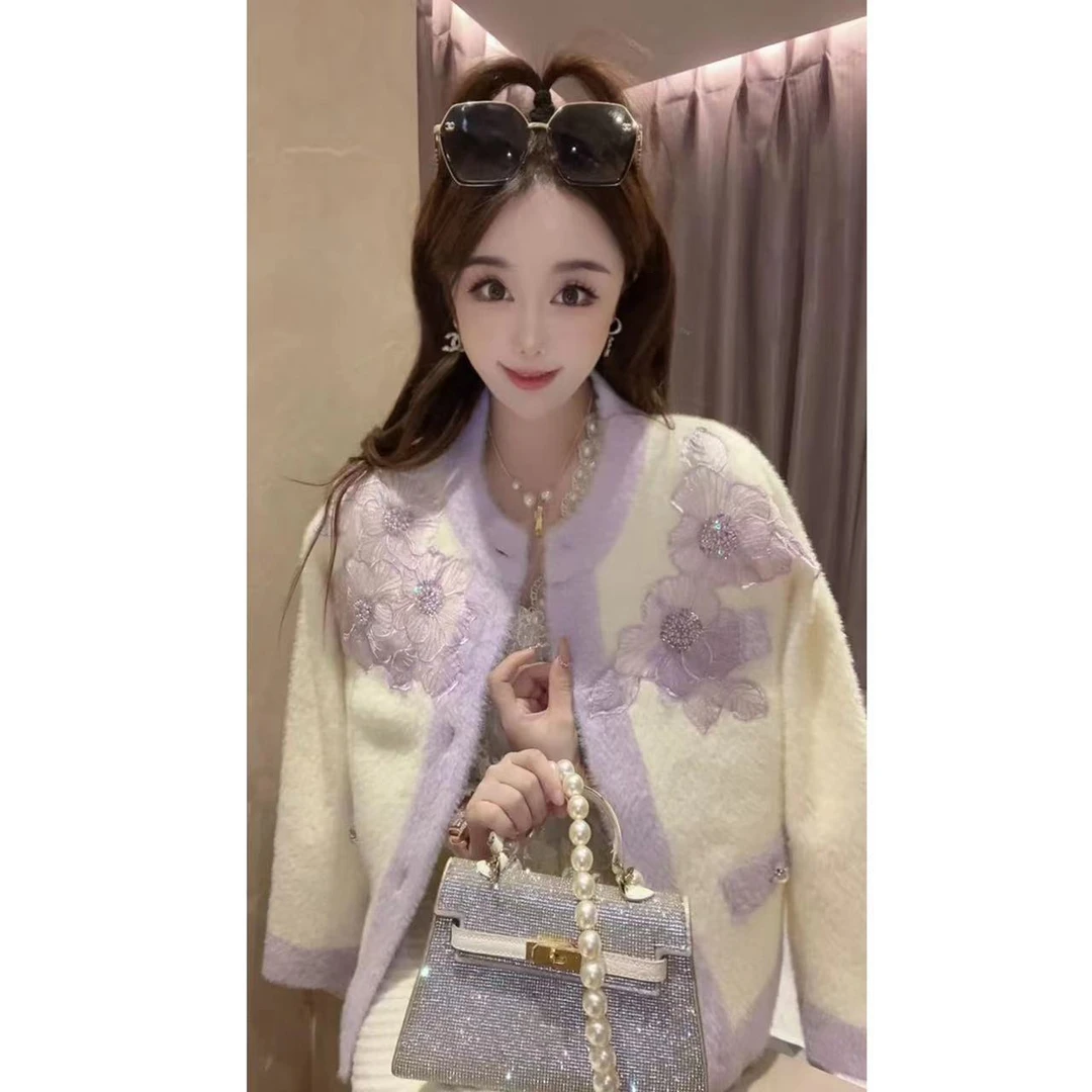 JY&JY橙子大大【麦田花语】重工绣花珠珠毛毛外套 15499