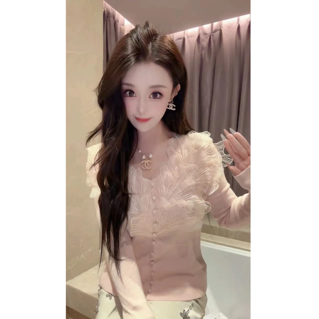 JY&JY橙子大大【花香四溢】轻奢花朵竖条纹针织毛衣上衣15952