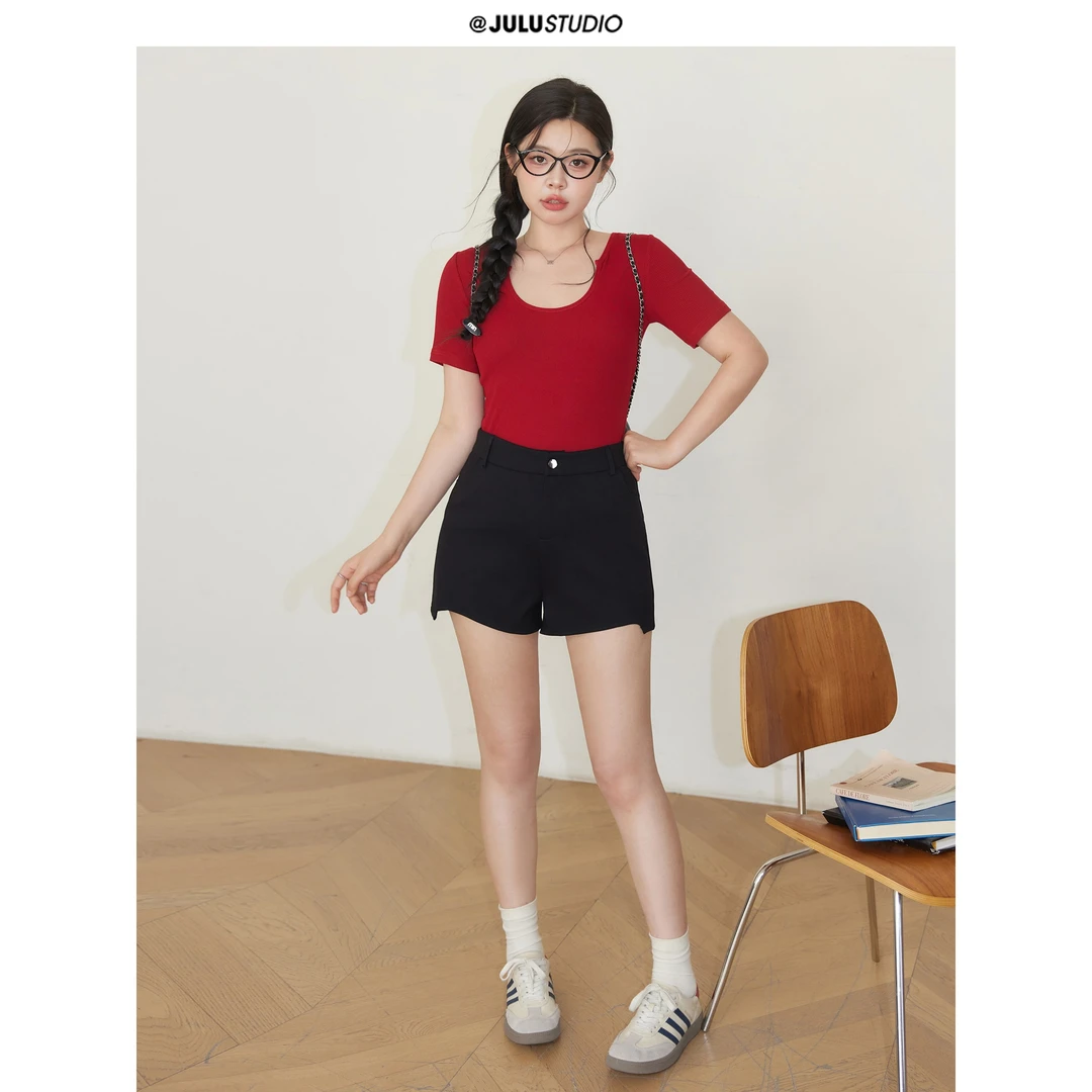 巨鹿工作室“夏季裤王”微胖mm人手一条基础显瘦黑色高弹大码短裤