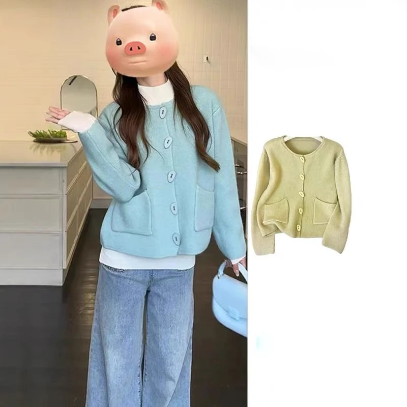 法式小香风毛衣外套女秋冬季韩系慵懒风穿搭宽松针织开衫 102307