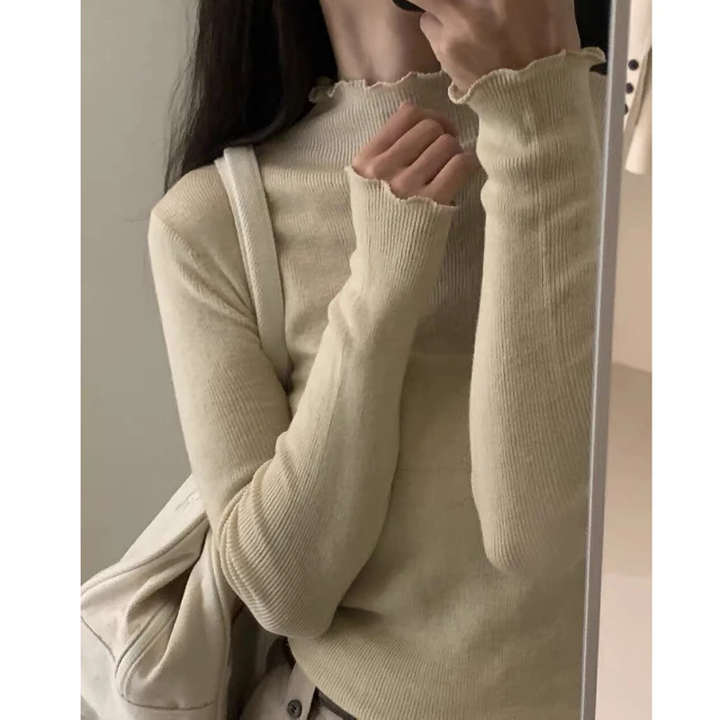 新款时尚休闲显瘦洋气修身长袖打底衫 1820