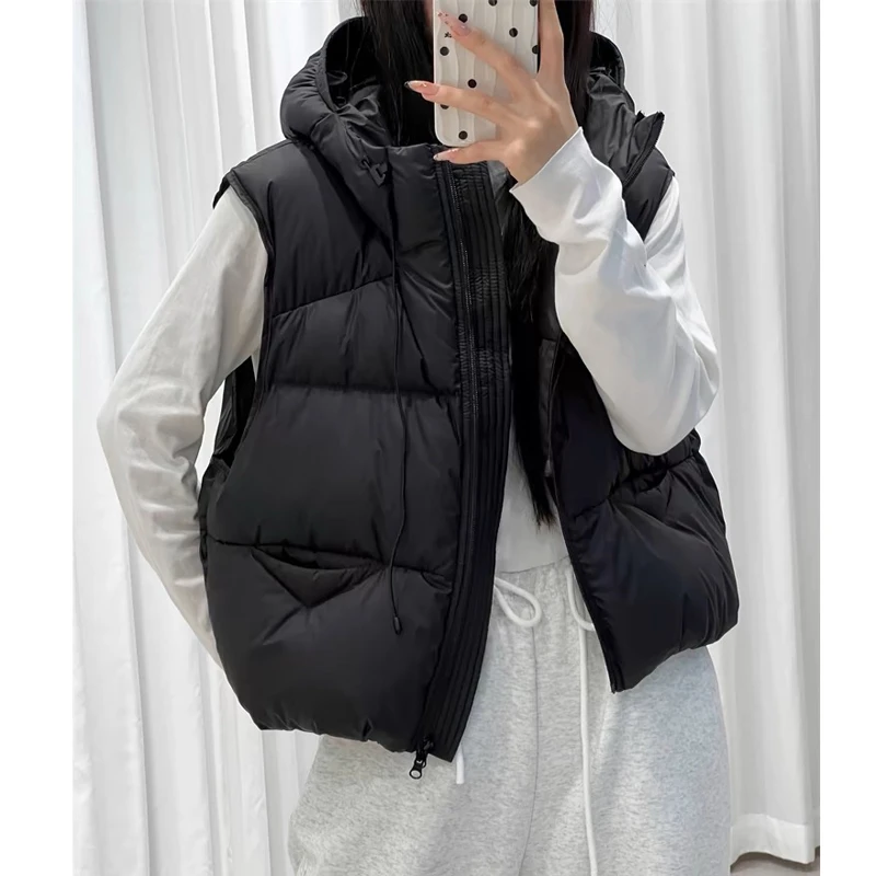 轻柔薄款泡芙马甲短款2025新款冬装连帽小个子羽绒无袖马夹1301
