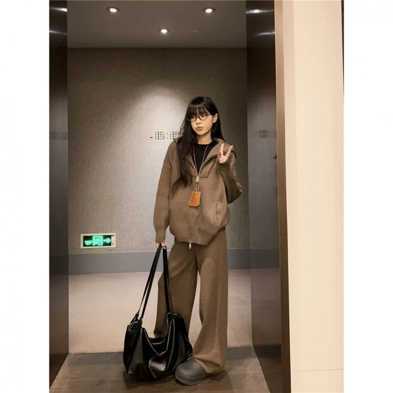 毛衣套装春游针织两件套雅丹风美拉德慵懒松弛感穿搭一整套女冬季