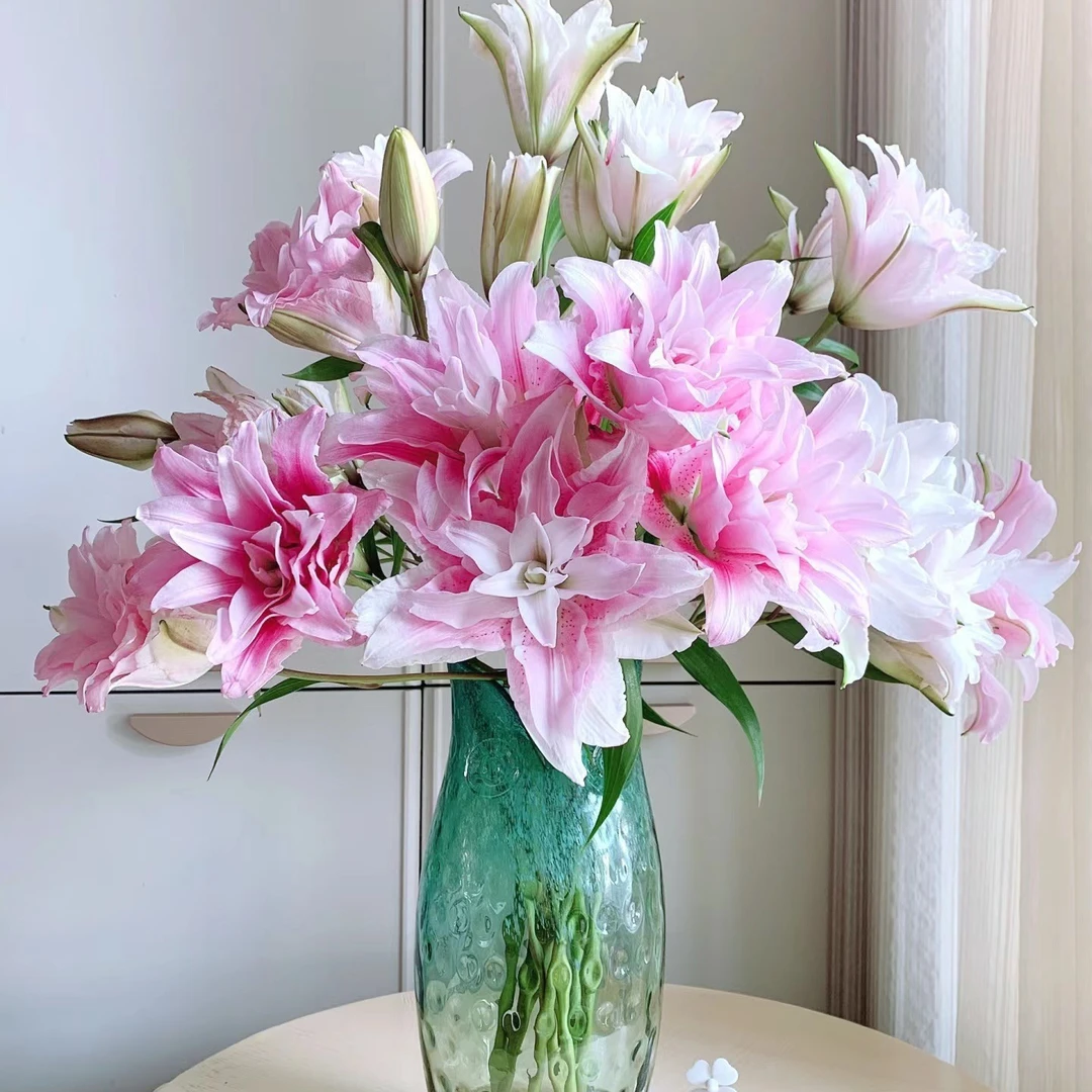 粉色重瓣百合5支（家庭瓶插花）