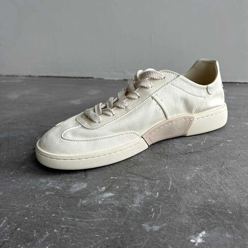 简约透气超软牛皮休闲小白鞋舒适百搭板鞋平底薄款德训鞋运动板鞋