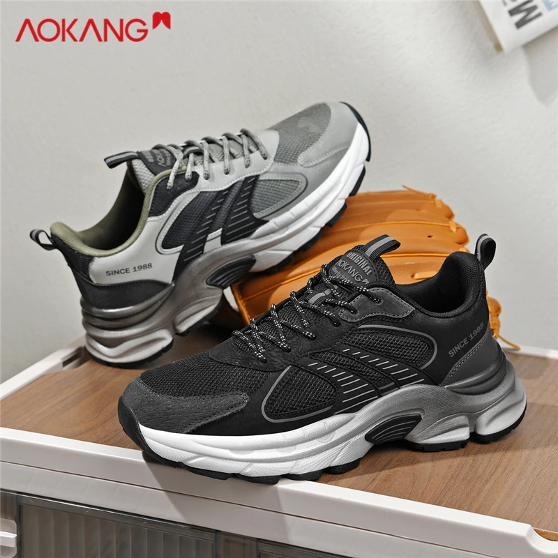 Aokang/奥康2025秋季新款男士网面保暖时尚软底休闲潮流轻跑鞋