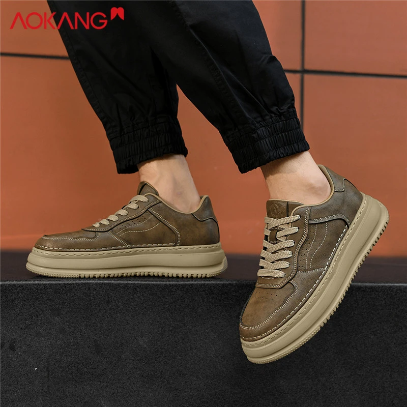 Aokang/奥康2025蛇年新款男秋季潮百搭休闲板鞋防滑时尚工装潮鞋
