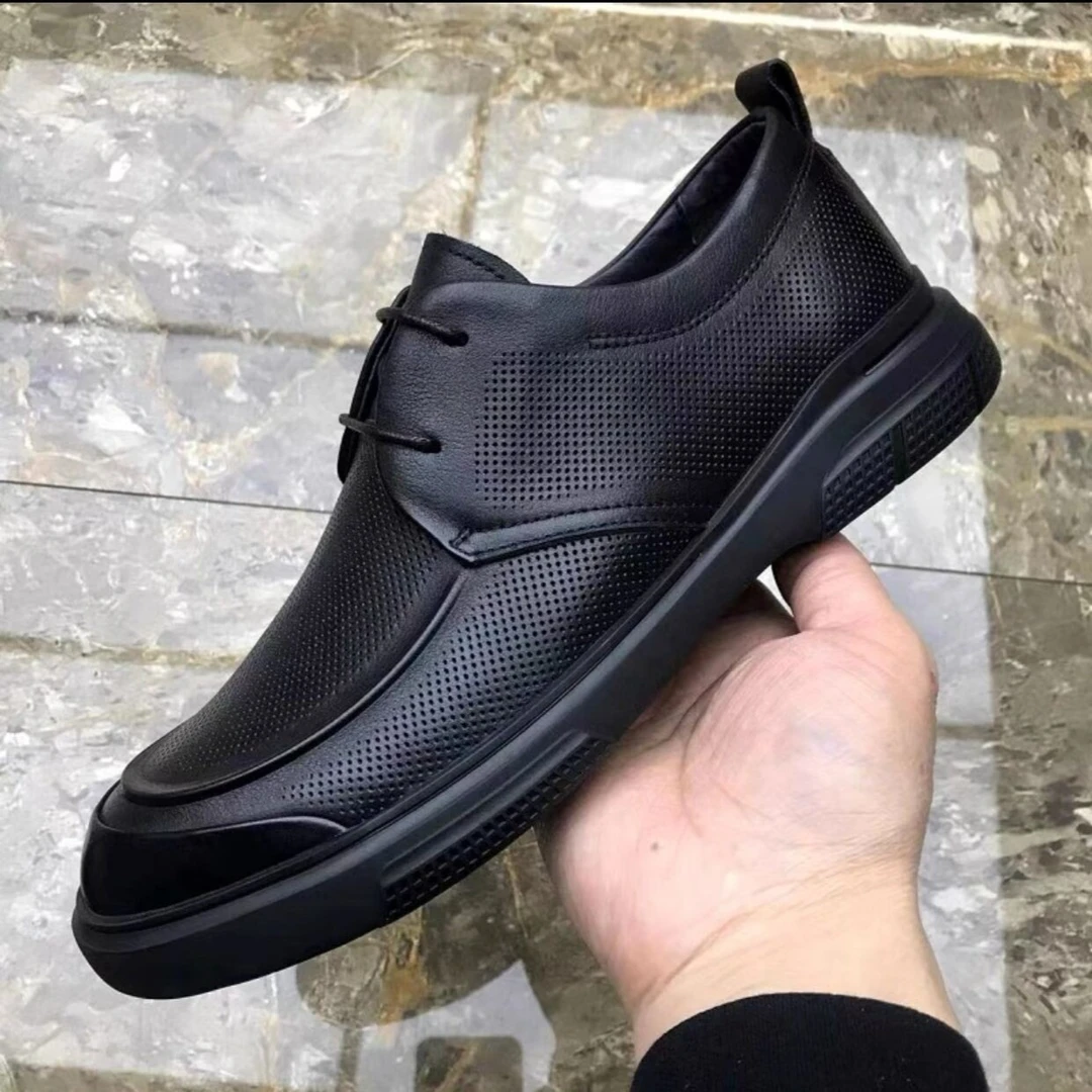 商务休闲细孔镂空男士皮鞋百搭软底软面手工皮鞋男鞋