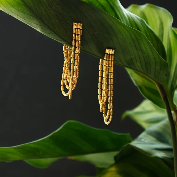 铜合金耳饰 流苏耳环黄铜镀气质款流苏耳饰耳环女时尚百搭复古