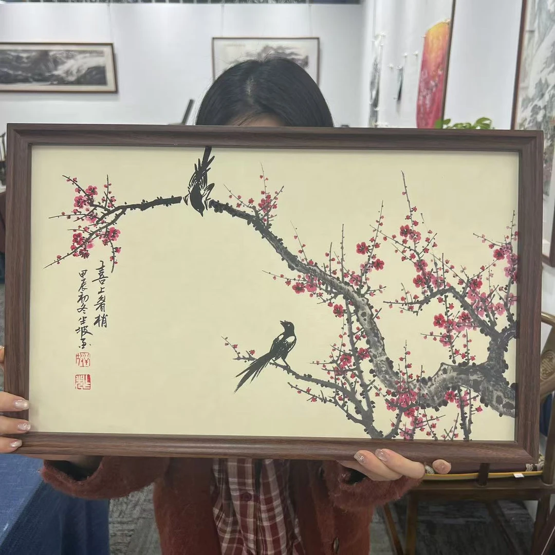 33*53横幅-花鸟喜上眉梢/周作光（带框）