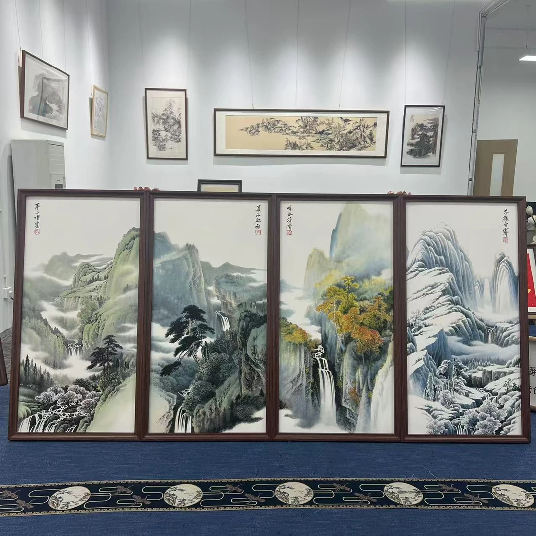 36*69竖幅//春夏秋冬四季花/周作光（带框）