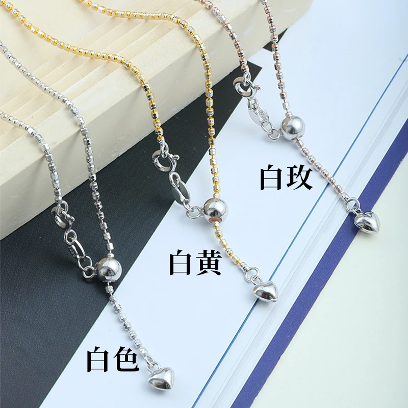 链子925银 千然-2号意大利工艺车花可调细款纯银链女锁骨链