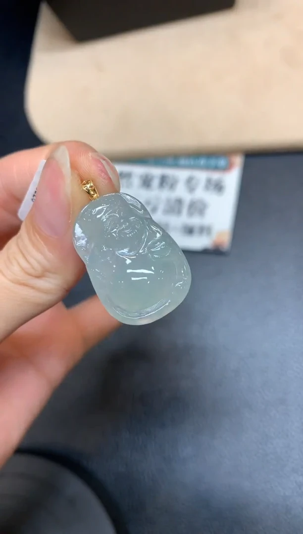 【闪购商品】翡翠颈饰18K金镶嵌财神【无鉴赏期多样性发货一件