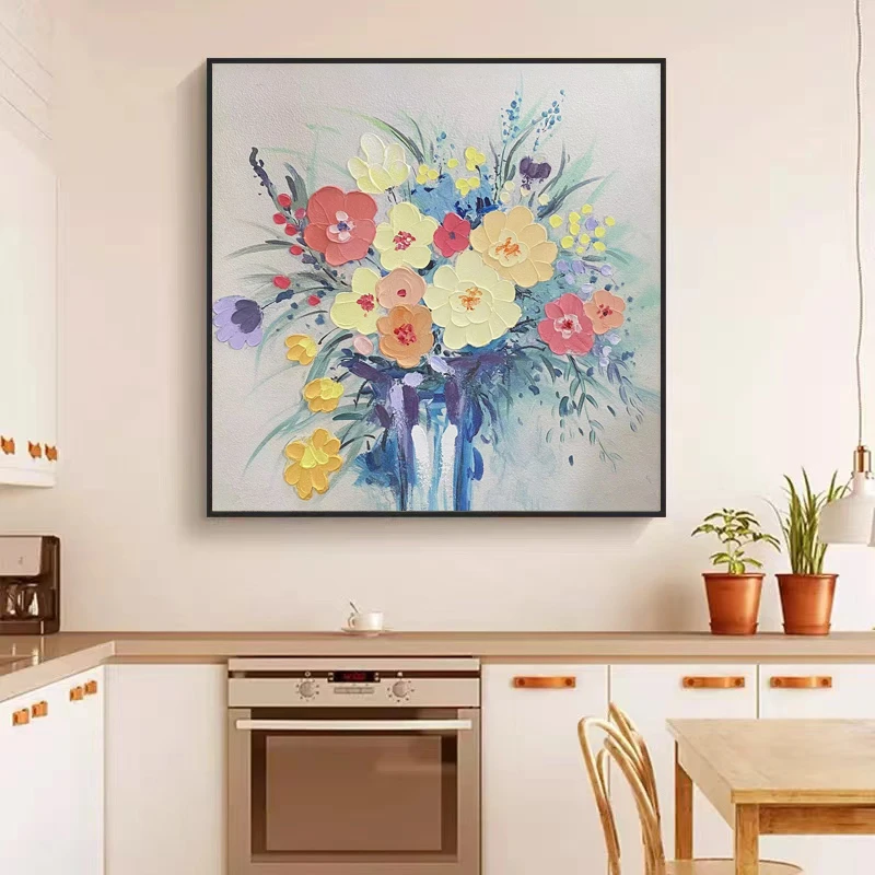 339-51《盛开》轻奢简美高级感法式温馨手工油画餐厅画80/80