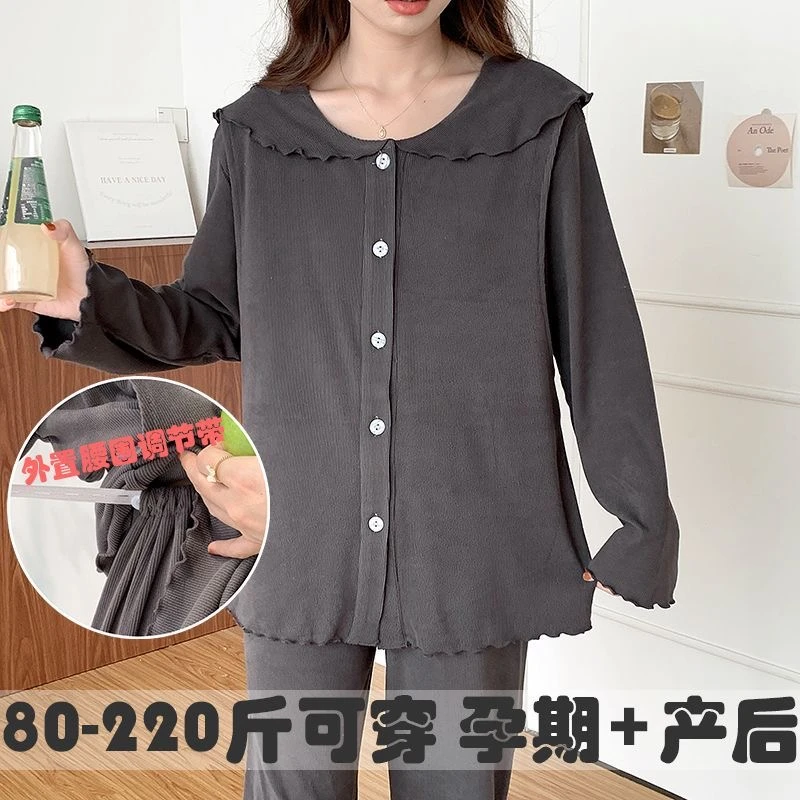 孕妇睡衣秋冬月子服德绒加绒加厚大码孕期产妇家居服产后哺乳睡衣