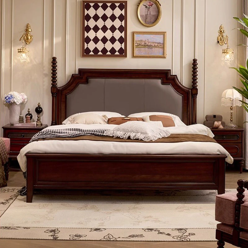 866#美式主卧大床轻奢新中式美式家具简约单人欧式主卧室美式床