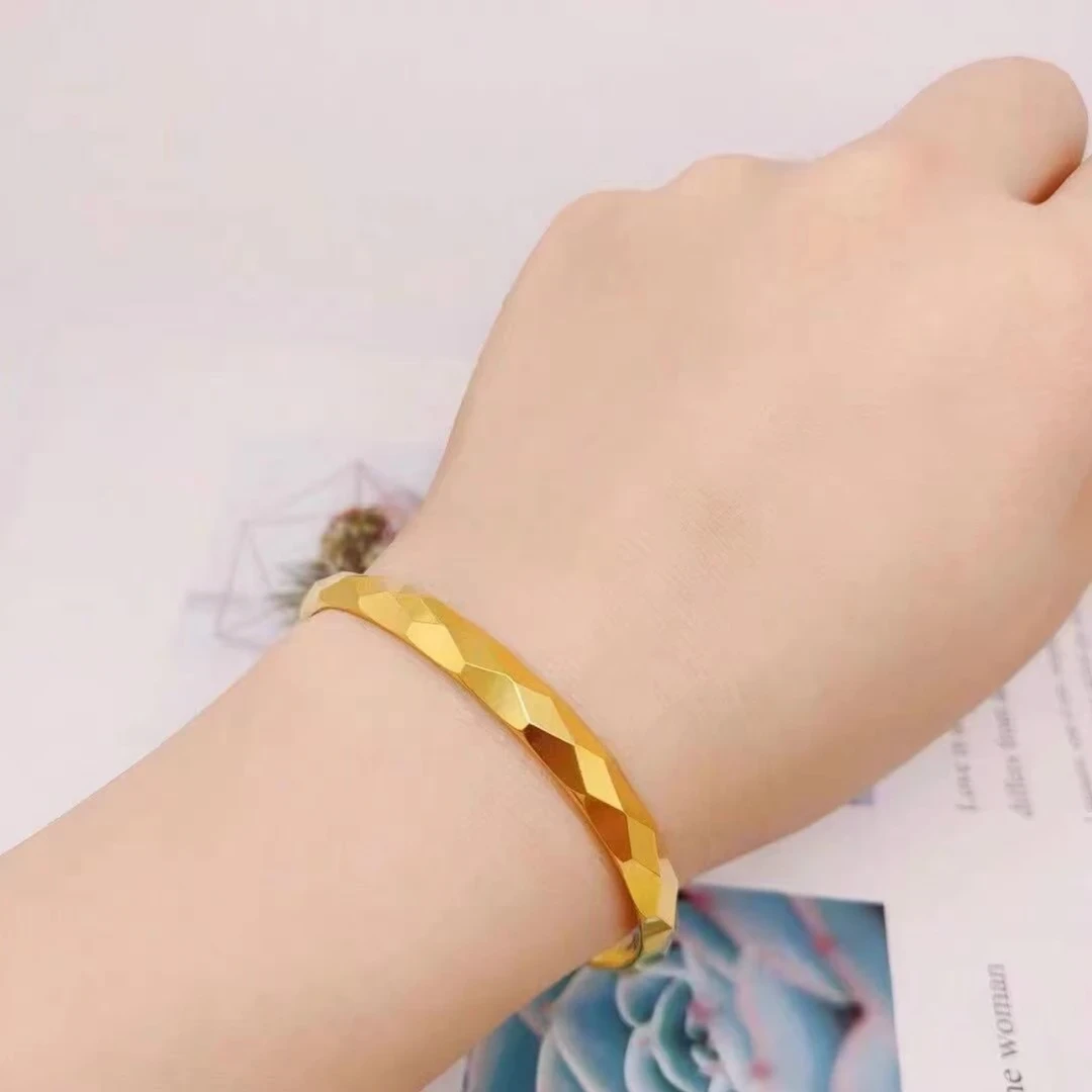 铜合金手镯 【菱形开口手镯】百搭不掉色仿真简约高货版越南沙晶