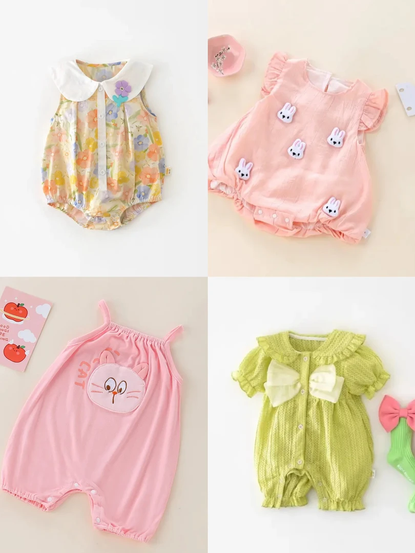 高能感婴幼儿夏季新款动物乐园吊带连体可爱卡通休闲运动薄款