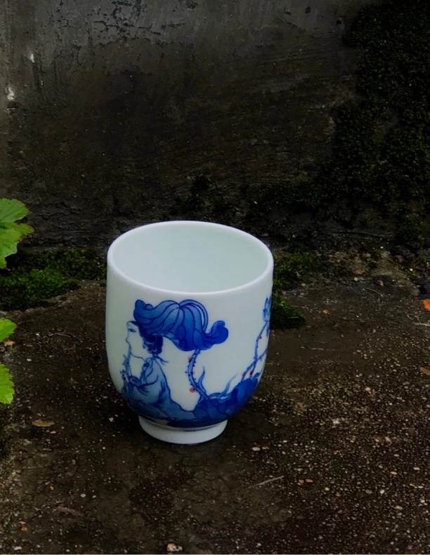 纯手工柴窑釉里红主人杯陶瓷手绘