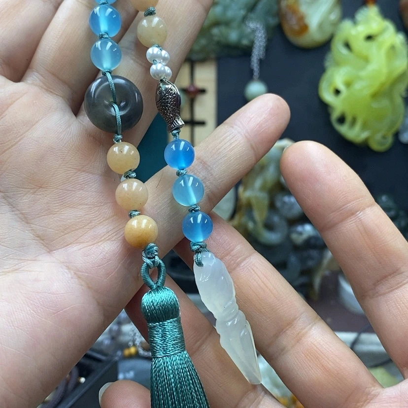 【闪购商品】蛇纹石玉手机链未镶嵌