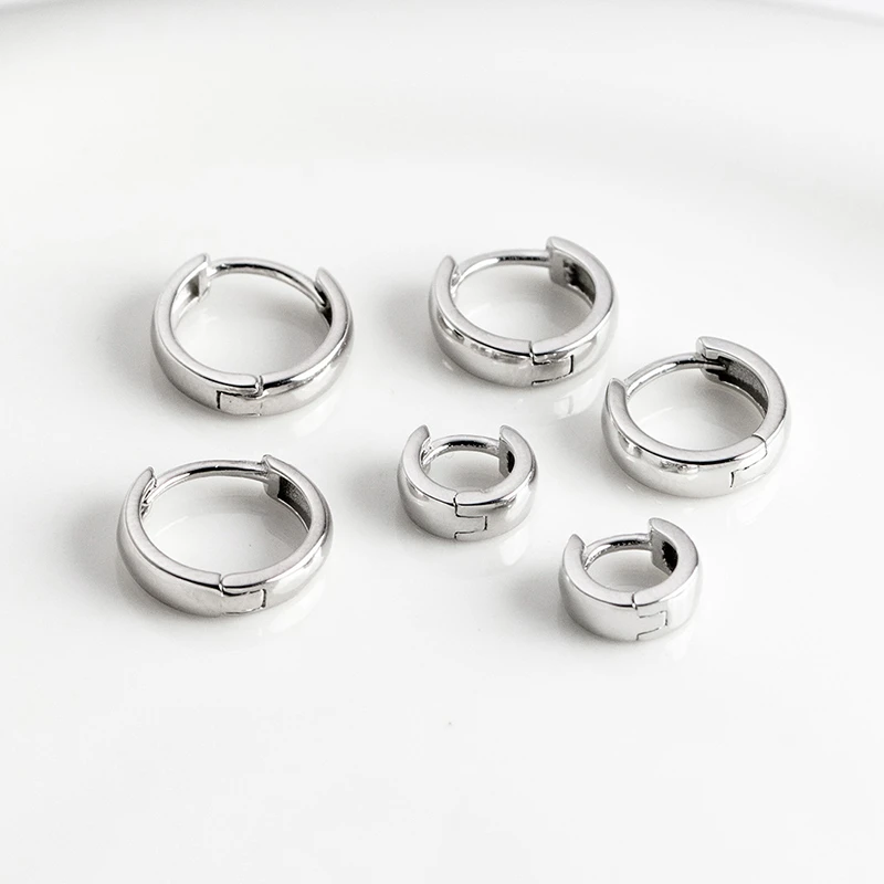 宜品嫣然 925银耳饰 纯银耳环女简约百搭光面圆形耳扣耳骨钉素款